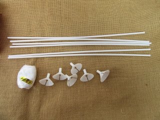 (image for) 24Packs x 6Sets White Plastic Balloon Sticks Holders with Ribbon