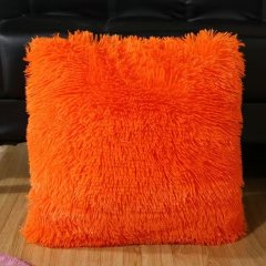 1Pc Orange Fluffy Pillow Cover 43cm Plush Decorative Cushion Case for Sofa Bed (image for) 1Pc Orange Fluffy Pillow Cover 43cm Plush Decorative Cushion Case for Sofa Bed