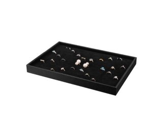 1X New Black Velvet Ring Display Cases Hold 100Rings