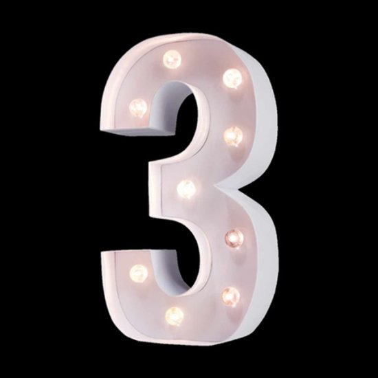 2Set LED Number 3 Symbol 25cm Standing Light Battery Operated - Click Image to Close