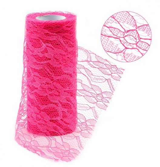 4Roll X 10Yds Fuschia Lace Tulle Roll Spool DIY Wedding Deco - Click Image to Close