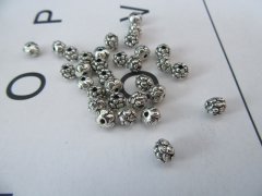 (image for) 300Pcs Alloy Antique Silver Flower Beads Pendants 5mm