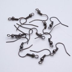 1000Pcs Gunblack Color Ear Wire Hooks W/Bead Coil