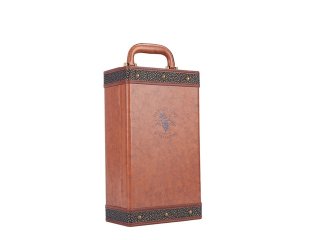Brown PU Leather Vintage Wine Champagne Bottle Holder Gift Case (image for) Brown PU Leather Vintage Wine Champagne Bottle Holder Gift Case