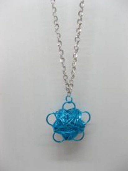 5X Chain Necklaces w/Blue Flower Pendant Iron Art - Click Image to Close