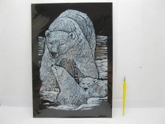 4X New Silver Foil Engraving Art Kits - Bear