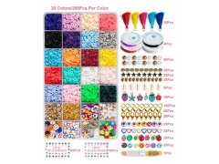 (image for) 1Set 4560Pcs Flat Polymer Clay Beads Assortments DIY Bracelets