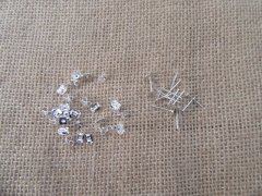 (image for) 1000Sets Silver Flat Peg Earring Posts Studs w/Earring Back