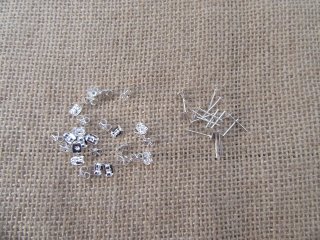 1000Sets Silver Flat Peg Earring Posts Studs w/Earring Back