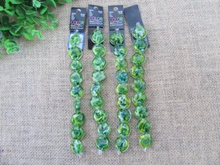 12Strand x 9Pcs Green Lampwork Glass Bead Beaded Unfinished Brac