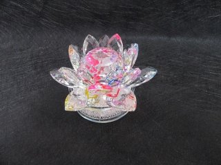 1X Bring Good Luck Stunning Colourful Crystal Lotus Flower Art D