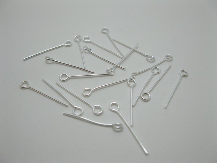 250Gram Silver Plated Eye Pins Jewelry Finding 30mm - Click Image to Close