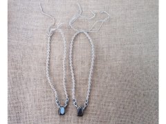 (image for) 12Pcs Handmade Hemp Knitted Necklace with Hematite Pendants
