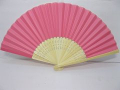 (image for) 10X DIY Plain Pink Paper Hand Fans for Wedding 21cm