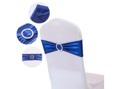 (image for) 10Pcs Shiny Blue Sashes Chair Wider Bow Wedding Venue Banquet