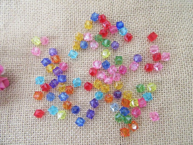 250g (1100Pcs) Faceted Cube Beads Jewellery Findings 8mm DIY Mix - Click Image to Close