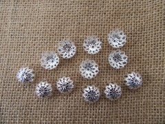 15Pkts X 10Pcs Silver Plated Filigree Flower Bead Caps 8x14mm Re