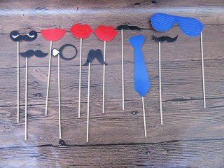 (image for) 3Pkts x 30Pcs Photo Booth Props Wedding Party Moustache & Lips O
