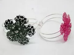 12 Plum Flower Bangles with Rhinestone Mixed Color