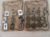 12Packets Peace Cross Heart Charms Pendants Assorted Retail Pack