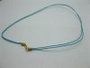 95 Blue 2-String Waxen Strings For Necklace Golden Clasp