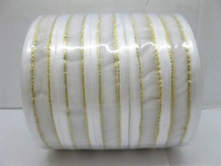 5Rolls X 50Yards White Edged Organza Ribbon 18mm