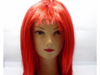 4Pcs Red Long Straight Cosplay Party Hair Wig 50cm