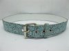 12 Blue Leatherette Waist Belt for Girl 3.2cm Wide