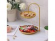 1Set Golden 2-Tier Muffin Cookies Candy Dessert Stand