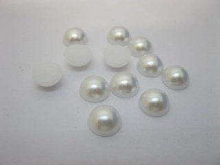1000Pcs 10mm White Semi-Circle Simulated Pearl Bead Flatback