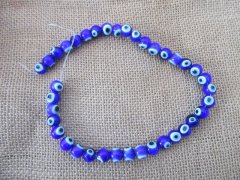 48Pcs Blue Handmade Round Evil Eye Lampwork Beads Charms 8mm 48Pcs Blue Handmade Round Evil Eye Lampwork Beads Charms 8mm