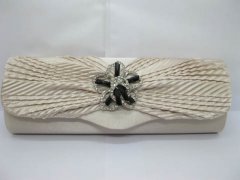 1Pc Khaki Satin Pleated Evening Handbag Wedding Clutch Bag 1Pc Khaki Satin Pleated Evening Handbag Wedding Clutch Bag