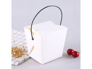 50Pcs New White Noodle Box with Handle 1000ml