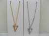 12 Silver&Golden Chain Necklace with Rhinestone Letter "V" Dangl 12 Silver&Golden Chain Necklace with Rhinestone Letter "V" Dangl