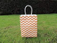 48 Waved Kraft Paper Gift Carry Shopping Bag 22x16x8cm Orange