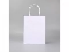 48 Bulk Kraft Paper Gift Carry Shopping Bag 27x21x11cm White
