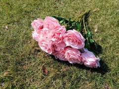 12Pcs Bright Pink Roses Artificial Flower Home Wedding DecorSize 12Pcs Bright Pink Roses Artificial Flower Home Wedding DecorSize