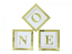 1Setx 3Pcs Golden One Balloon Clear Box Baby Shower Birthday