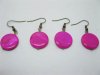 60pairs Fashion Deep Pink Round Sea Shell Earrings