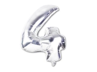 12X Silver Numbers 4 Air-Filled Foil Balloons Party Decor