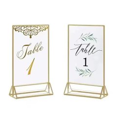 6Pcs Acrylic Wedding Place Card Table Number Sign Menu Display