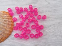 1100 Transparent Clear Fuschia Barrel Pony Beads 6x8mm