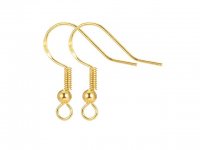 400Pcs 925 Stamped HQ Golden Plated Ear Wire Hooks W/Bead Coil