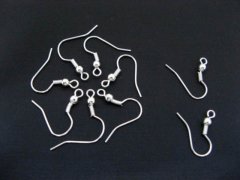 1000Pcs Silver Plated Ear Wire Hooks W/Bead Coil 1000Pcs Silver Plated Ear Wire Hooks W/Bead Coil
