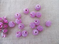 100Pcs Big Hole Net Mesh Charm Bead Fit European Bracelet Pink