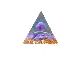 1Pc Amethyst Crystal Pyramid Chakra Energy Orgone Stone Ornament