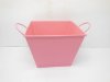 10X Square Metal Bucket with Handles for Wedding Favor - Pink