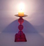 10X New Red Glass Base Metal Art Candle Holders
