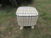 1X Ivory Grid Square Wooden Foot Stool Footrest Padded Seat