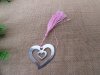 12Pcs Silver-Metal Heart Bookmark w/Pink Tassel Wedding Gift Fav